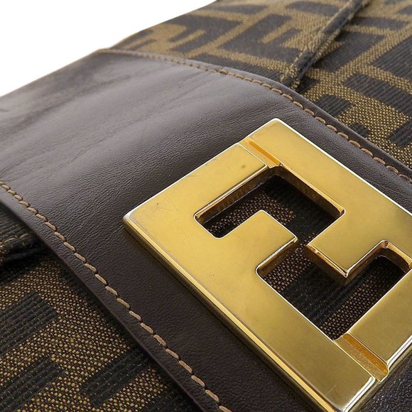 FENDI Zucca pattern shoulder bag canvas x leather brown FF - Picture 5 of 10